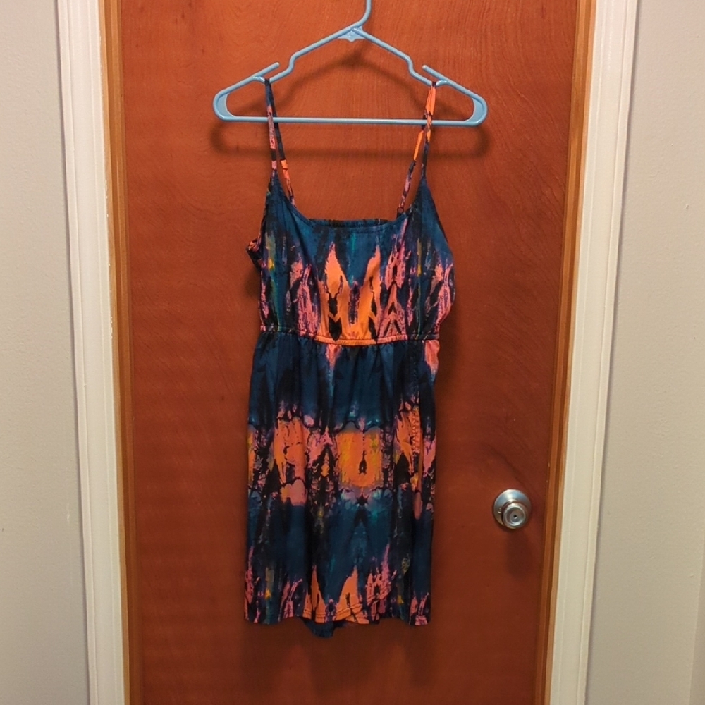 Hurley Orange and Blue Spaghetti Strap Sundress